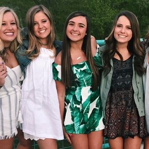 Green and white floral romper!